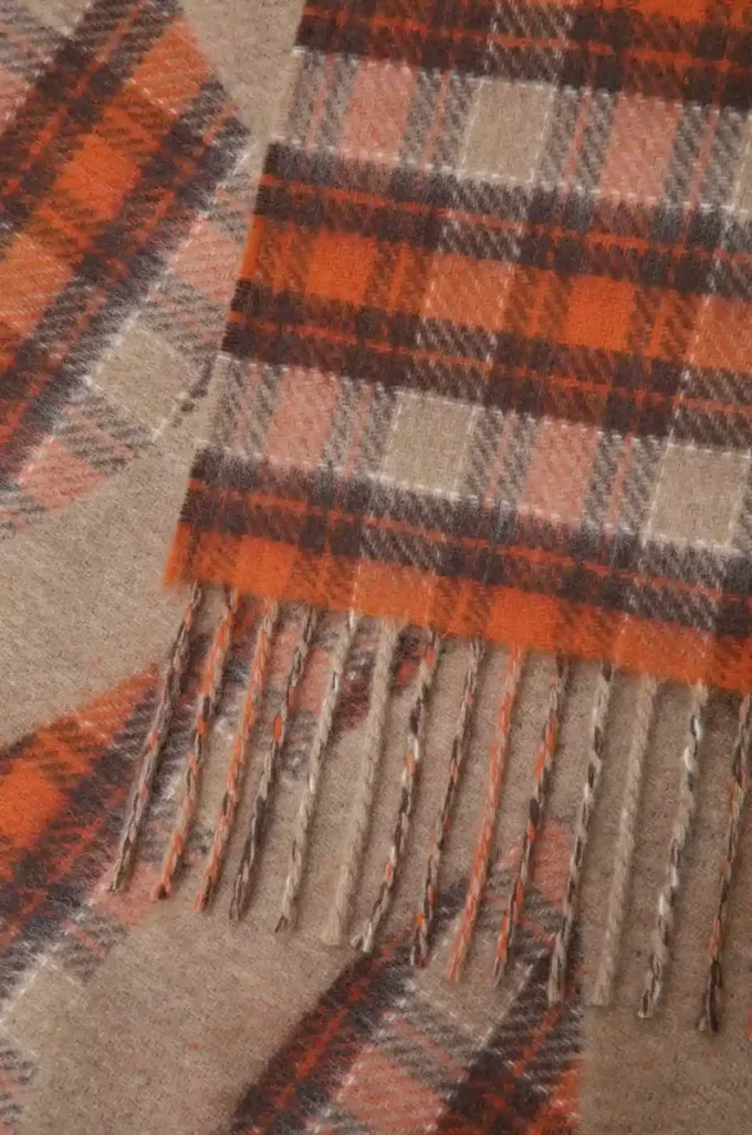 Manta de lana y cachemira Beige/Naranja Manta de lana y cachemira Beige/Naranja