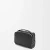 Mini bolso bandolera para cámara en piel de becerro granulada suave, color negro