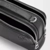 Mini bolso bandolera para cámara en piel de becerro granulada suave, color negro