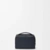 Mini bolso bandolera para cámara en piel de becerro granulada suave Deep Navy