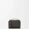 Mini bolso bandolera para cámara en piel de becerro satinada gris oscuro