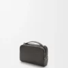 Mini bolso bandolera para cámara en piel de becerro satinada gris oscuro