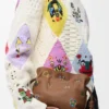 Mini bolso de mano Flamenco Cats en piel de becerro napa Mocha