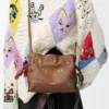 Mini bolso de mano Flamenco Cats en piel de becerro napa Mocha