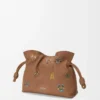 Mini bolso de mano Flamenco Cats en piel de becerro napa Mocha