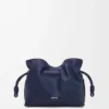 Mini bolso de mano Flamenco en piel de becerro napa azul abismo