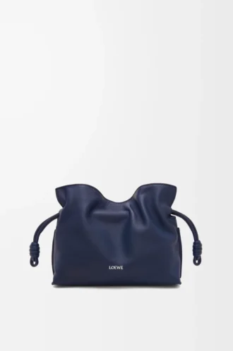 Mini bolso de mano Flamenco en piel de becerro napa azul abismo