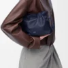 Mini bolso de mano Flamenco en piel de becerro napa azul abismo