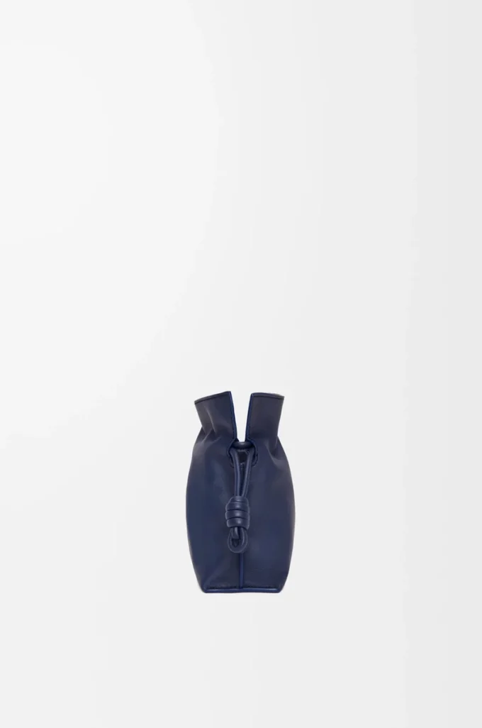 Mini bolso de mano Flamenco en piel de becerro napa azul abismo