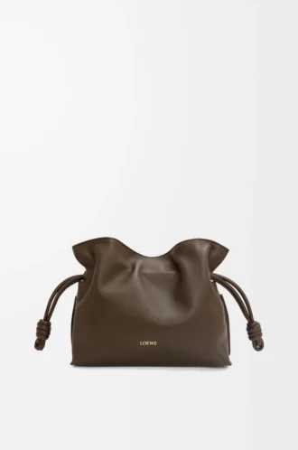 Mini bolso de mano Flamenco en piel de becerro napa Chocolate