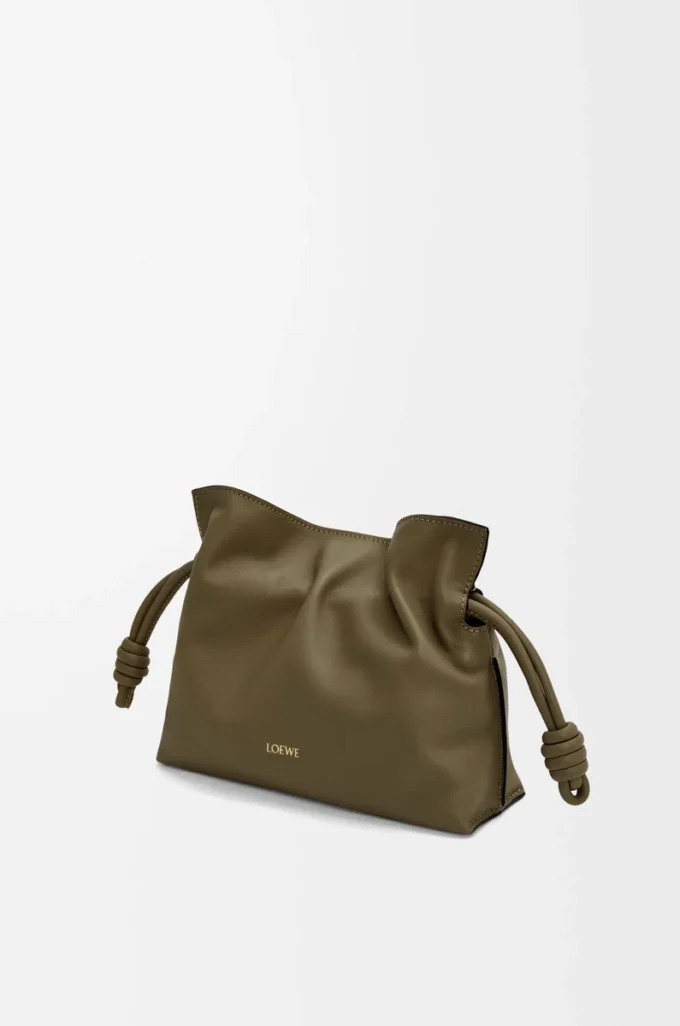 Mini bolso de mano Flamenco en piel de becerro napa Dark Khaki