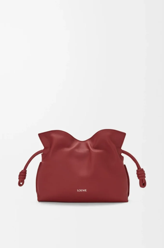 Mini bolso de mano Flamenco en piel de becerro napa rojo quemado