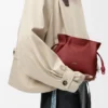 Mini bolso de mano Flamenco en piel de becerro napa rojo quemado