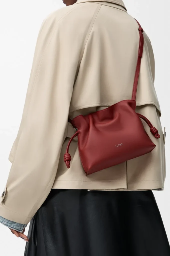 Mini bolso de mano Flamenco en piel de becerro napa rojo quemado
