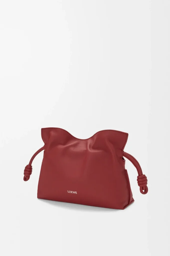 Mini bolso de mano Flamenco en piel de becerro napa rojo quemado