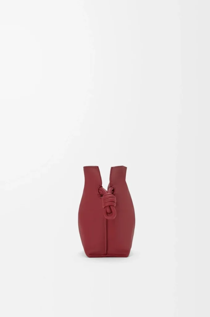 Mini bolso de mano Flamenco en piel de becerro napa rojo quemado