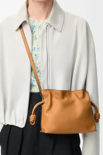 Mini bolso de mano Flamenco en piel de becerro napa Warm Desert