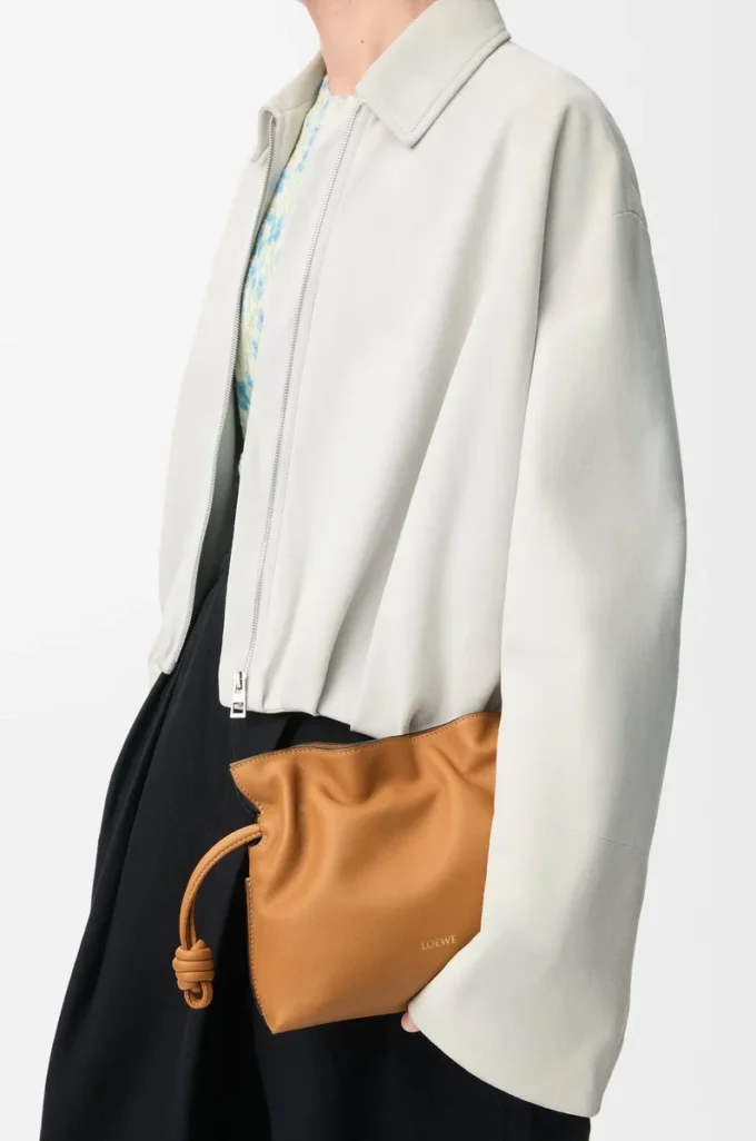 Mini bolso de mano Flamenco en piel de becerro napa Warm Desert