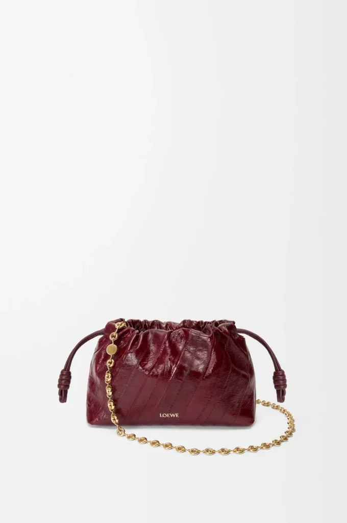 Mini bolso Flamenco en anguila Burdeos