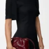 Mini bolso Flamenco en anguila Burdeos