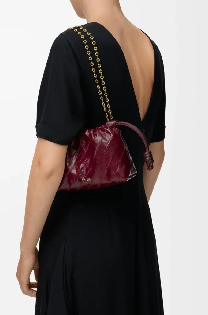 Mini bolso Flamenco en anguila Burdeos