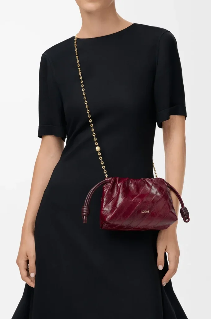 Mini bolso Flamenco en anguila Burdeos
