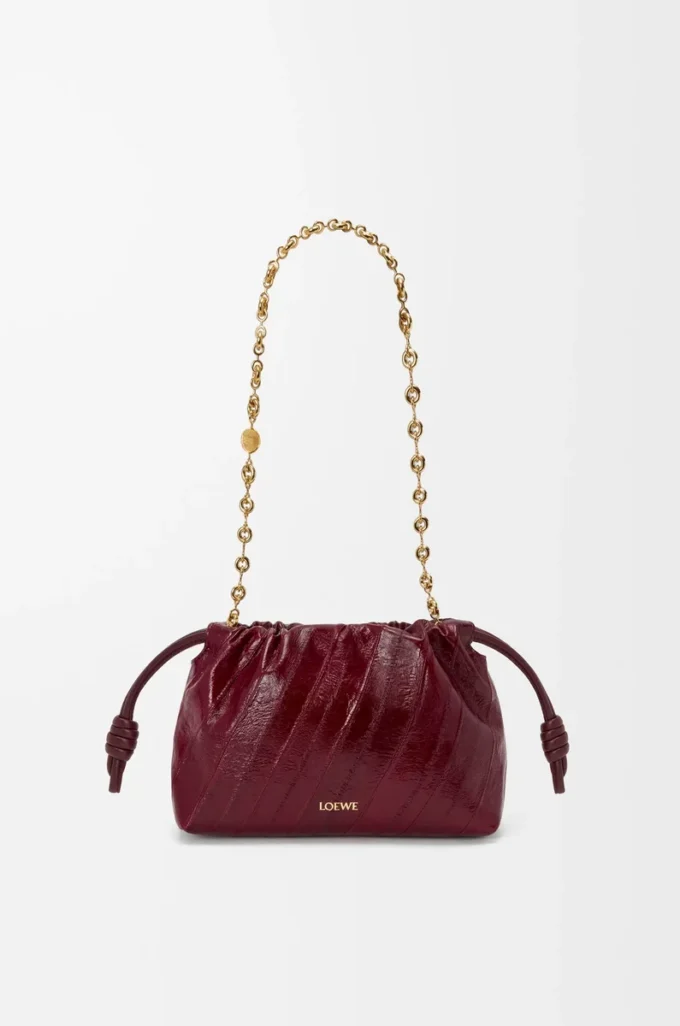 Mini bolso Flamenco en anguila Burdeos