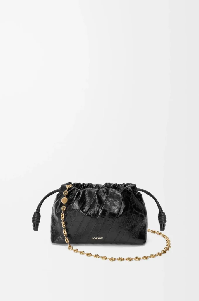 Mini bolso Flamenco en piel de anguila Negro Mini bolso Flamenco en piel de anguila Negro
