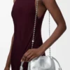 Mini bolso Flamenco en piel de becerro con estampado moiré Plata