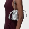 Mini bolso Flamenco en piel de becerro con estampado moiré Plata
