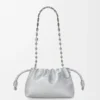 Mini bolso Flamenco en piel de becerro con estampado moiré Plata