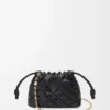 Mini bolso Flamenco en piel de becerro napa pinzada, color negro