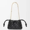 Mini bolso Flamenco en piel de becerro napa pinzada, color negro