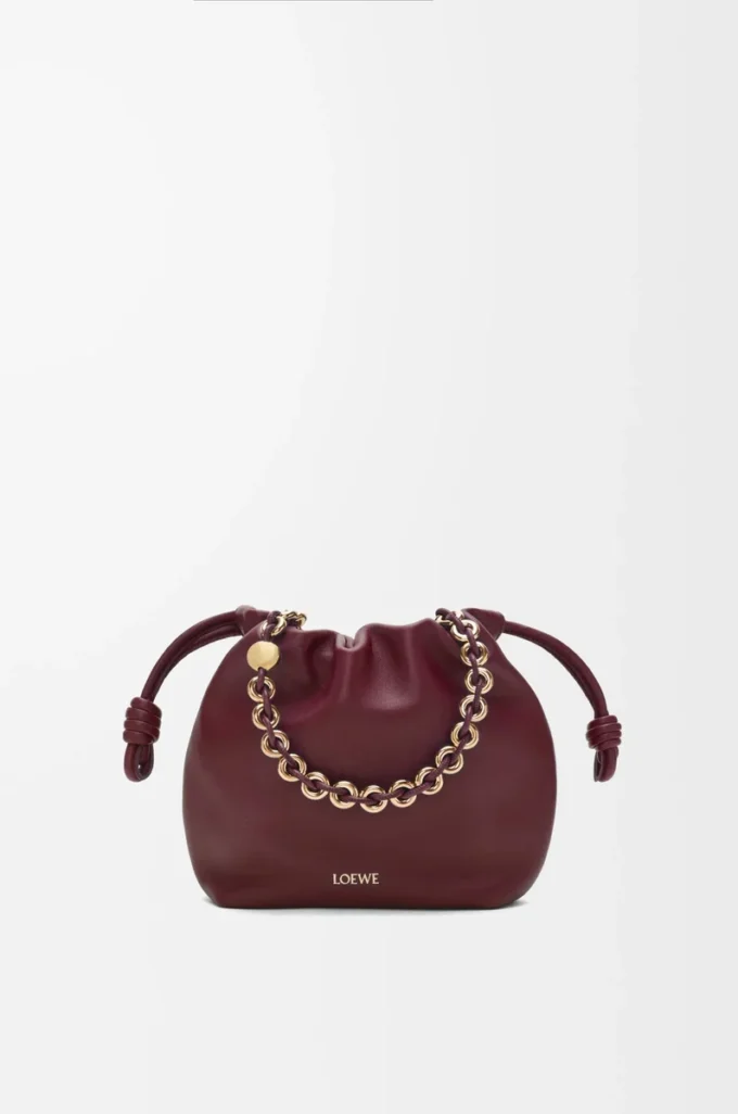 Mini bolso Flamenco en suave piel de cordero napa burdeos oscuro Mini bolso Flamenco en suave piel de cordero napa burdeos oscuro
