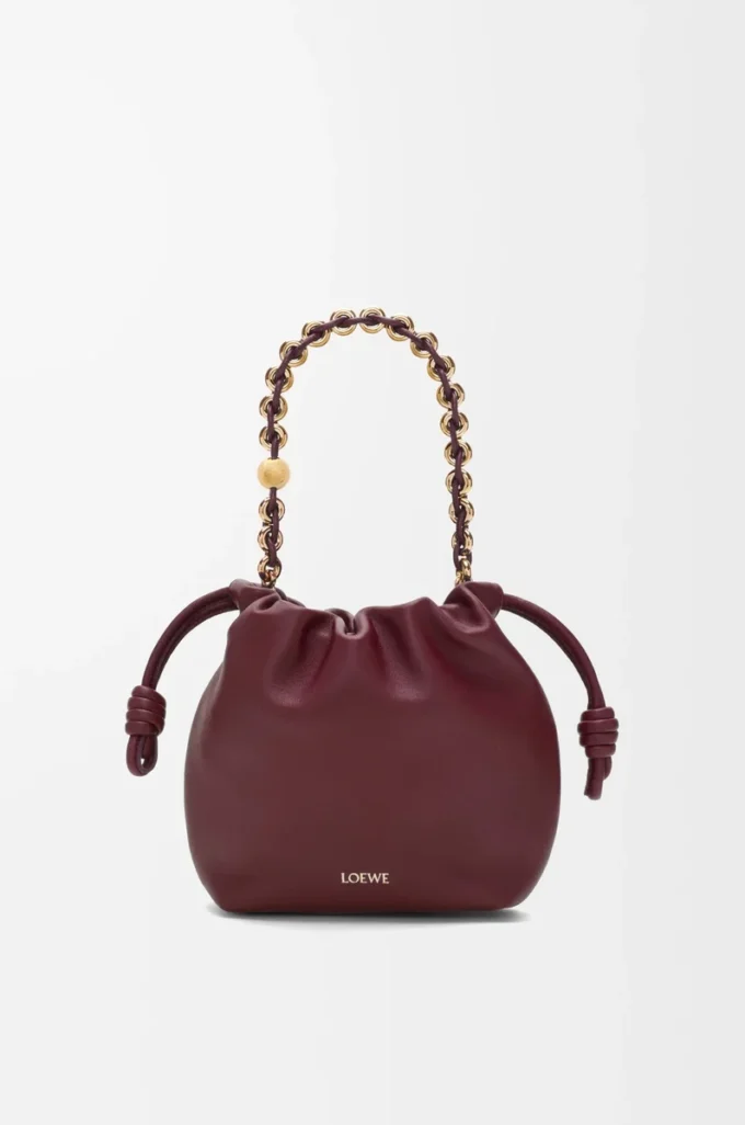 Mini bolso Flamenco en suave piel de cordero napa burdeos oscuro Mini bolso Flamenco en suave piel de cordero napa burdeos oscuro