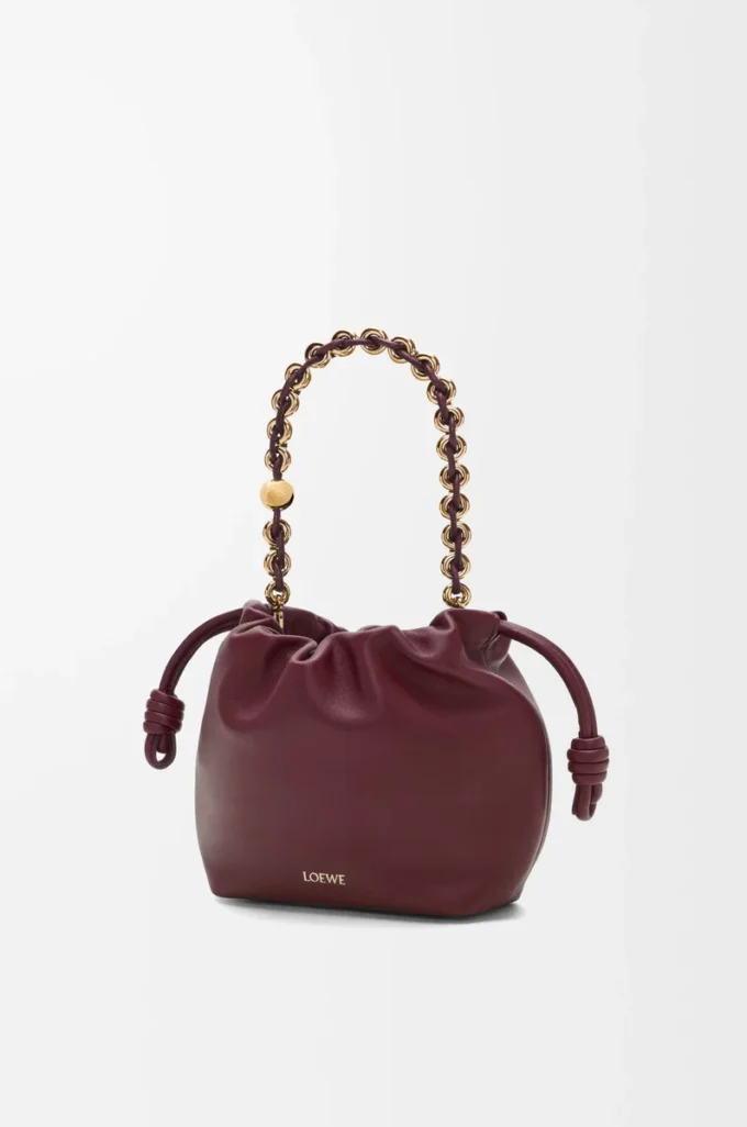Mini bolso Flamenco en suave piel de cordero napa burdeos oscuro Mini bolso Flamenco en suave piel de cordero napa burdeos oscuro