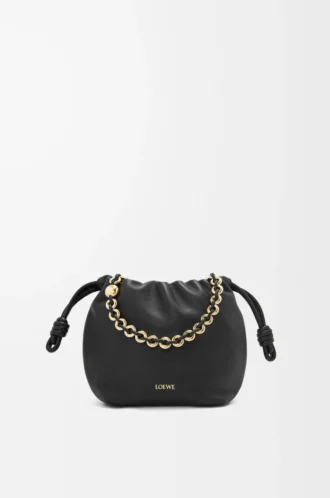 Mini bolso Flamenco en suave piel de cordero napa Negro