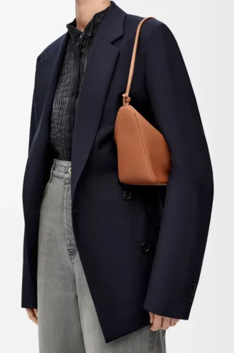 Mini bolso hobo Hammock en piel de becerro clásica color Tan