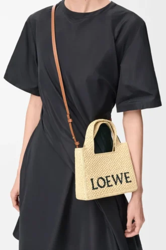 Mini bolso LOEWE Font en rafia natural