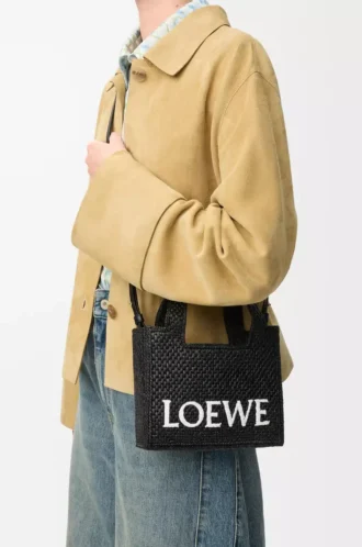 Mini bolso LOEWE Font en rafia Negro