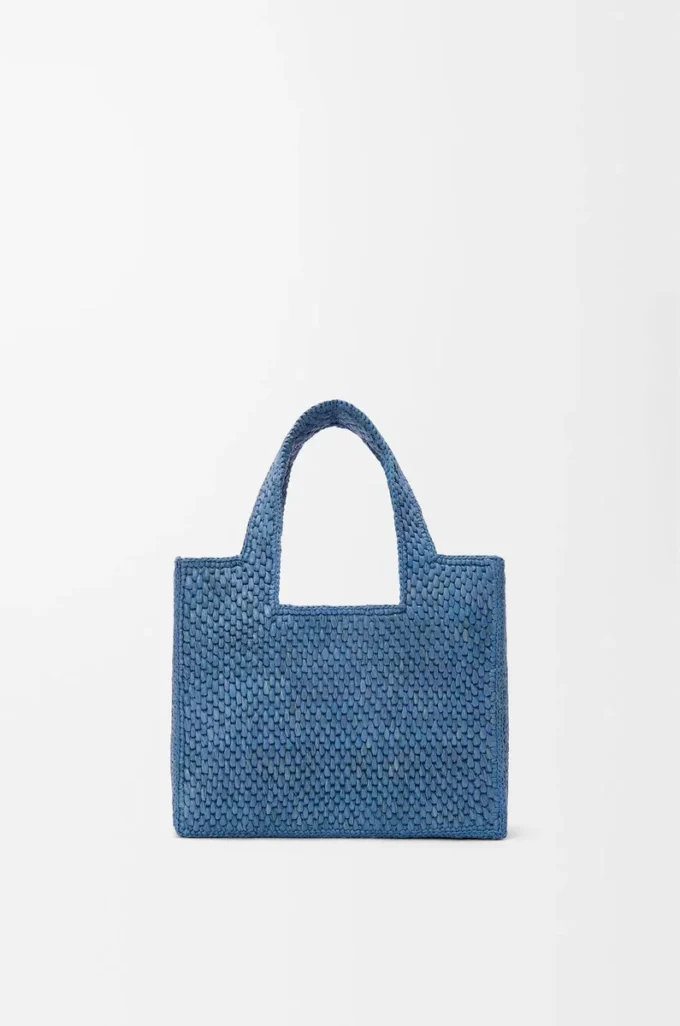 Mini bolso tote LOEWE Font en rafia azul claro Mini bolso tote LOEWE Font en rafia azul claro