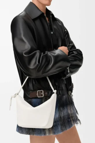 Mini Hammock hobo en piel de becerro clásica Soft White