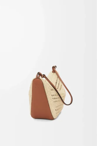 Mini Hammock Hobo en rafia y piel de becerro Marrón claro/Natural