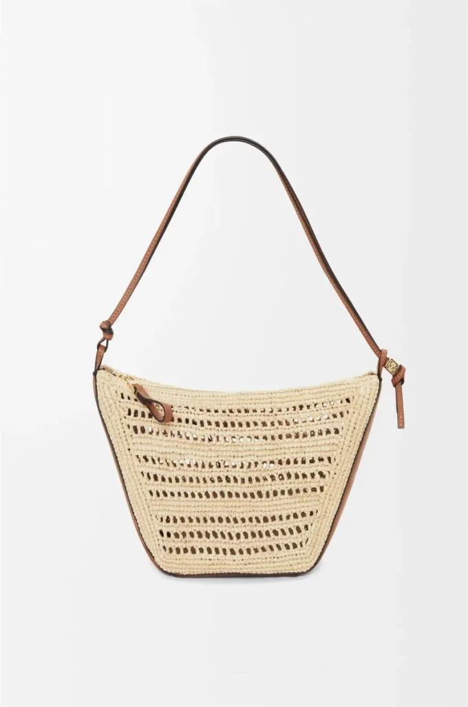 Mini Hammock Hobo en rafia y piel de becerro Marrón claro/Natural Mini Hammock Hobo en rafia y piel de becerro Marrón claro/Natural