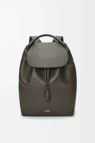 Mochila Flamenco en piel de becerro flexible y brillante Gris oscuro