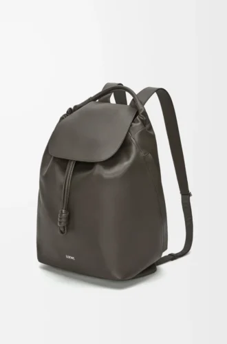 Mochila Flamenco en piel de becerro flexible y brillante Gris oscuro