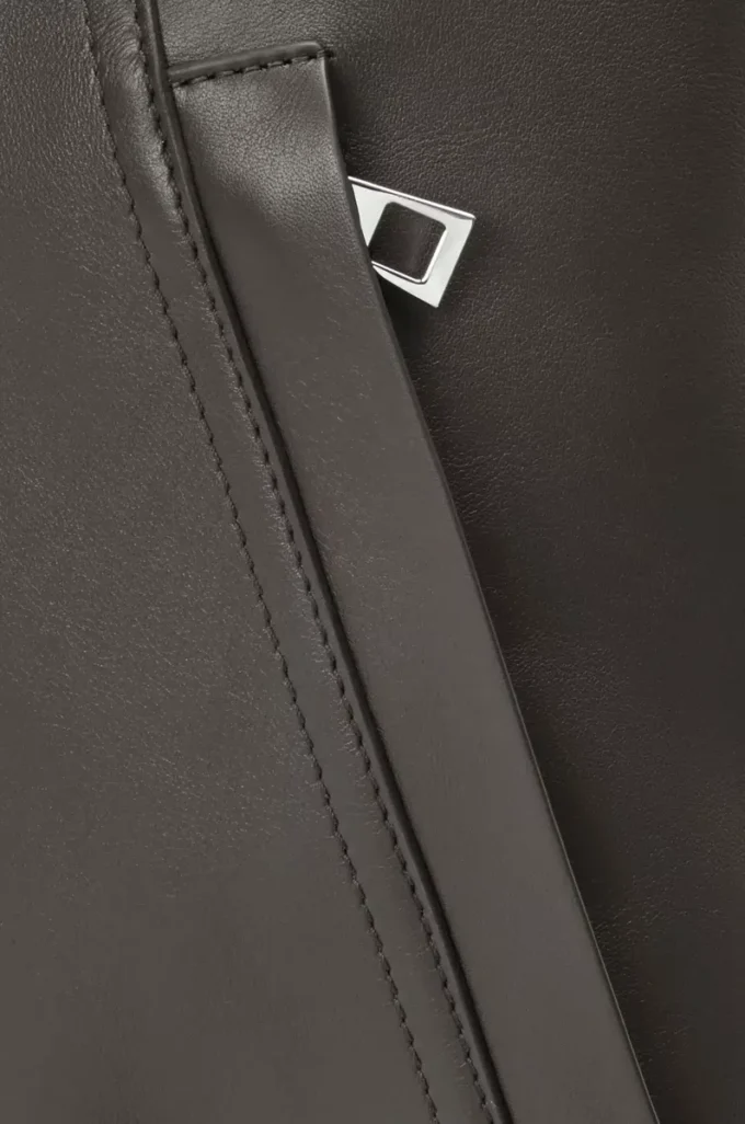 Mochila Flamenco en piel de becerro flexible y brillante Gris oscuro