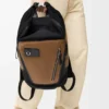 Mochila Flex con cierre enrollable en lona y ante Negro/Oro oscuro Mochila Flex con cierre enrollable en lona y ante Negro/Oro oscuro
