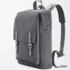 Mochila militar en piel de becerro granulada suave color antracita