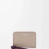 Monedero con cremallera en piel de becerro napa brillante Clay/Plum